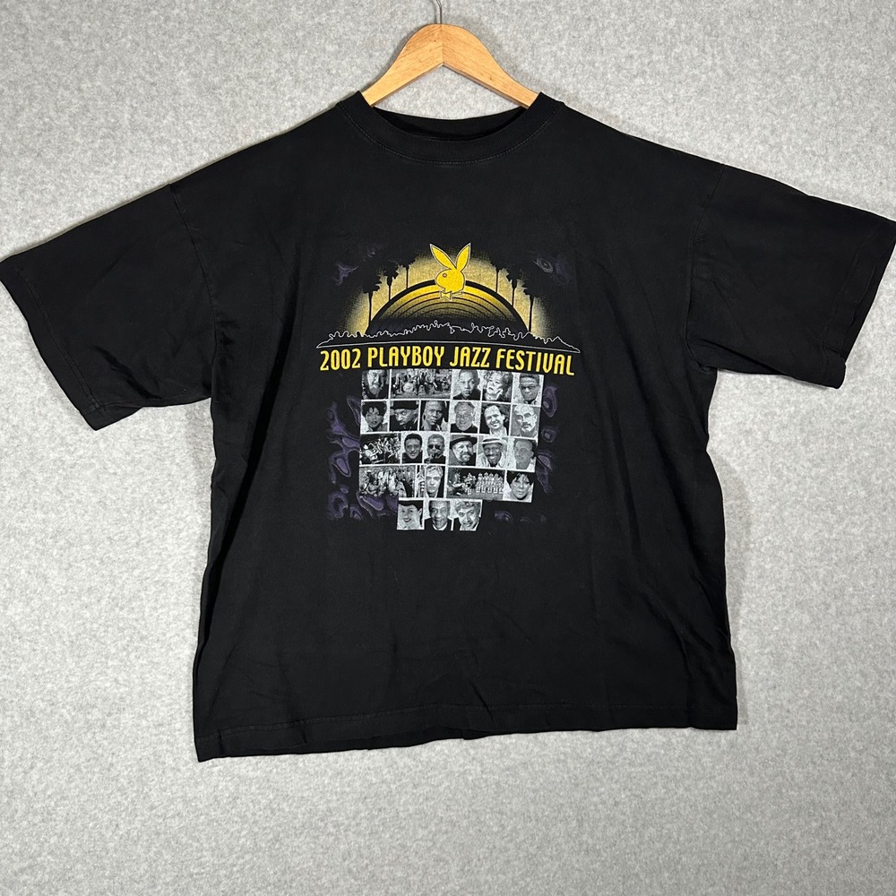 Playboy Jazz Festival T Shirt Mens XL Black 2002 Concert Graphic Tee Vintage